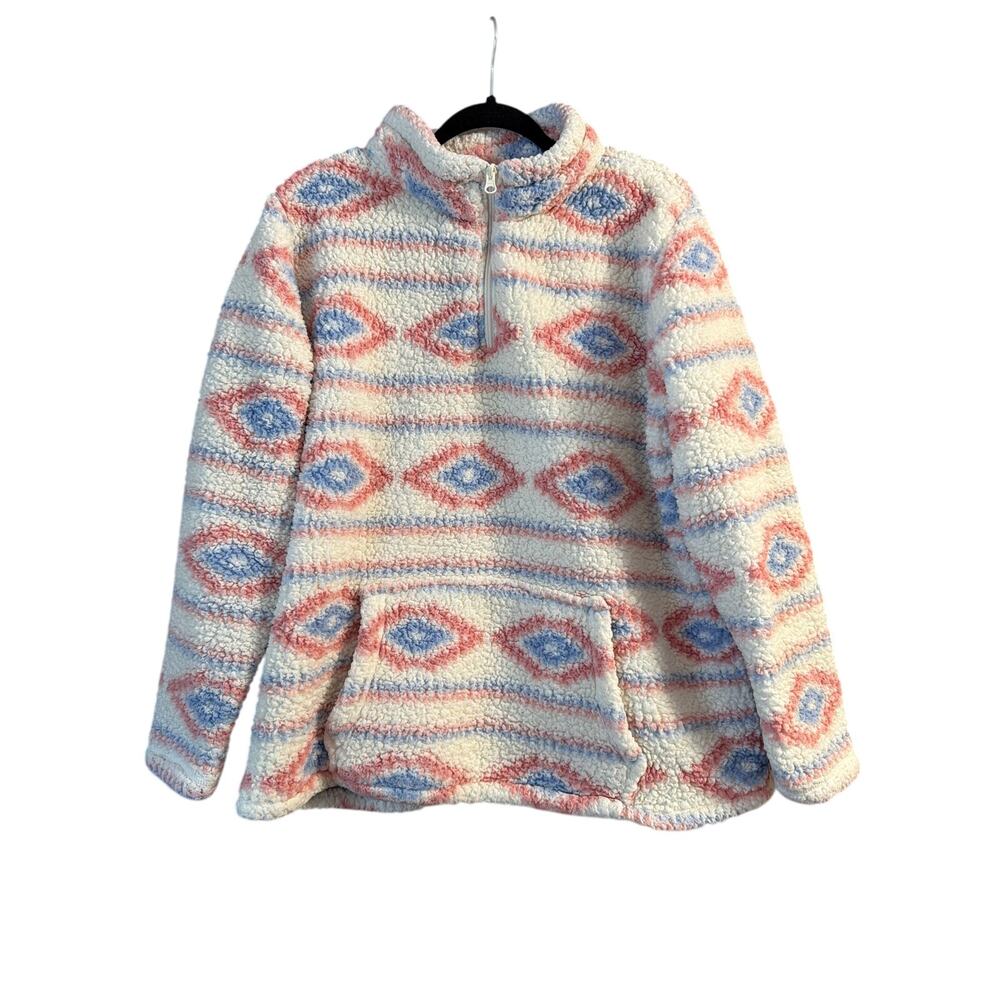 Crane Women's Aztec Sherpa Quarter-Zip Fleece Pullover Size Extra Large XL